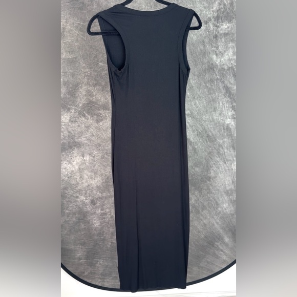 Express Black Ribbed Maxi Dress Sleeveless Button V-Neck Size XS - Picture 5 of 7